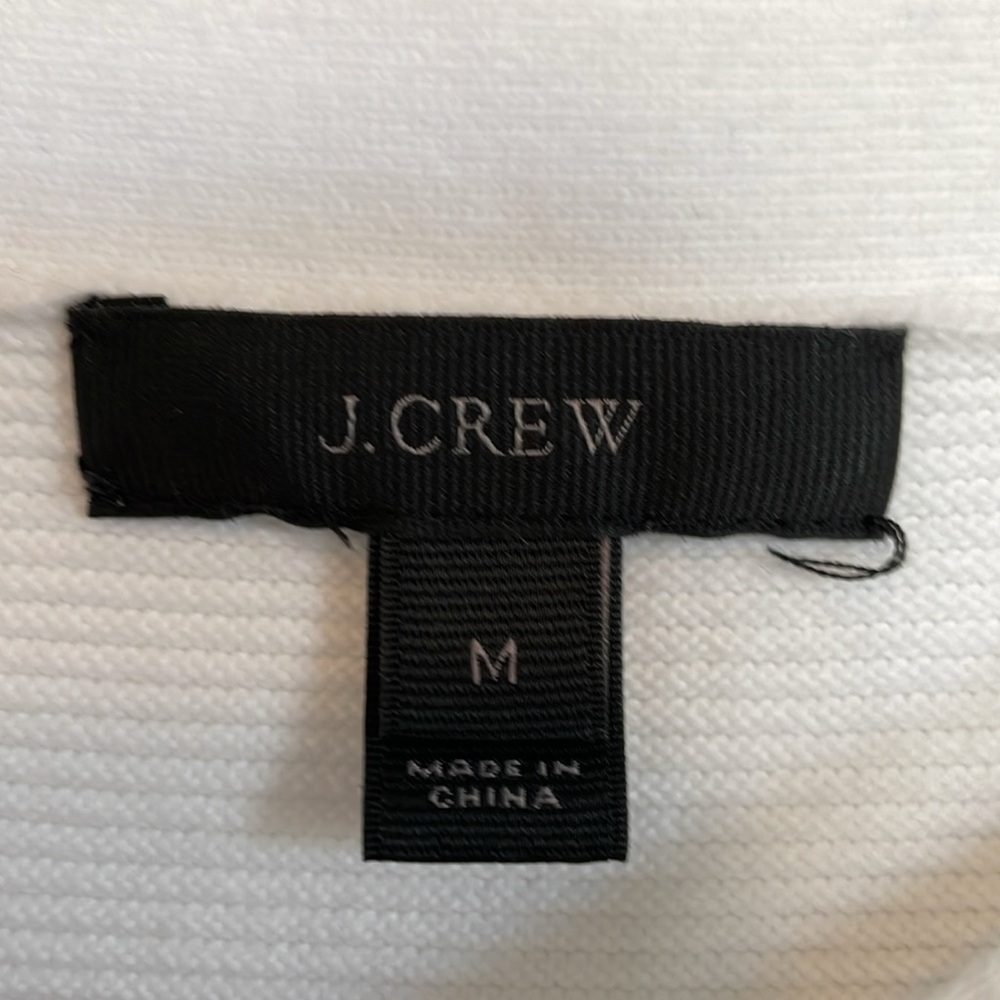 J. Crew M white long sleeved sweater nautical navy arm detailing boat neck knit - Picture 4 of 11
